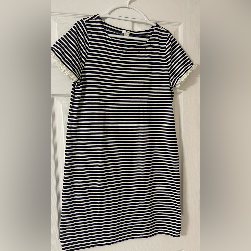J. Crew Black and White Striped Mini Dress